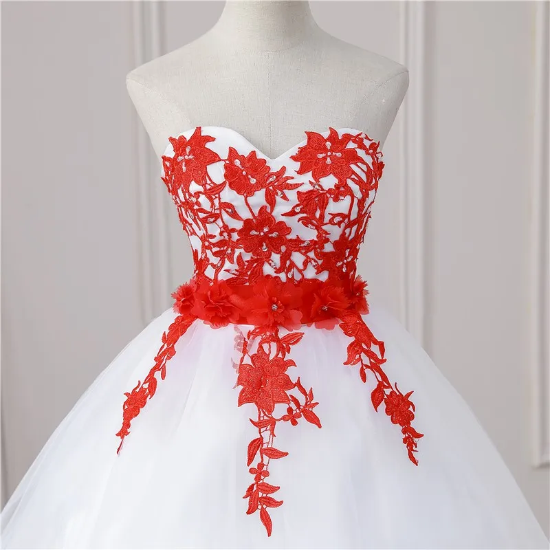 wedding dress for women 2021 New 5 Colors Fashion Classic Sweet Strapless Quinceanera Dresses Party Prom Dress Lace Embroidery Ball Gown Plus Size red wedding dresses