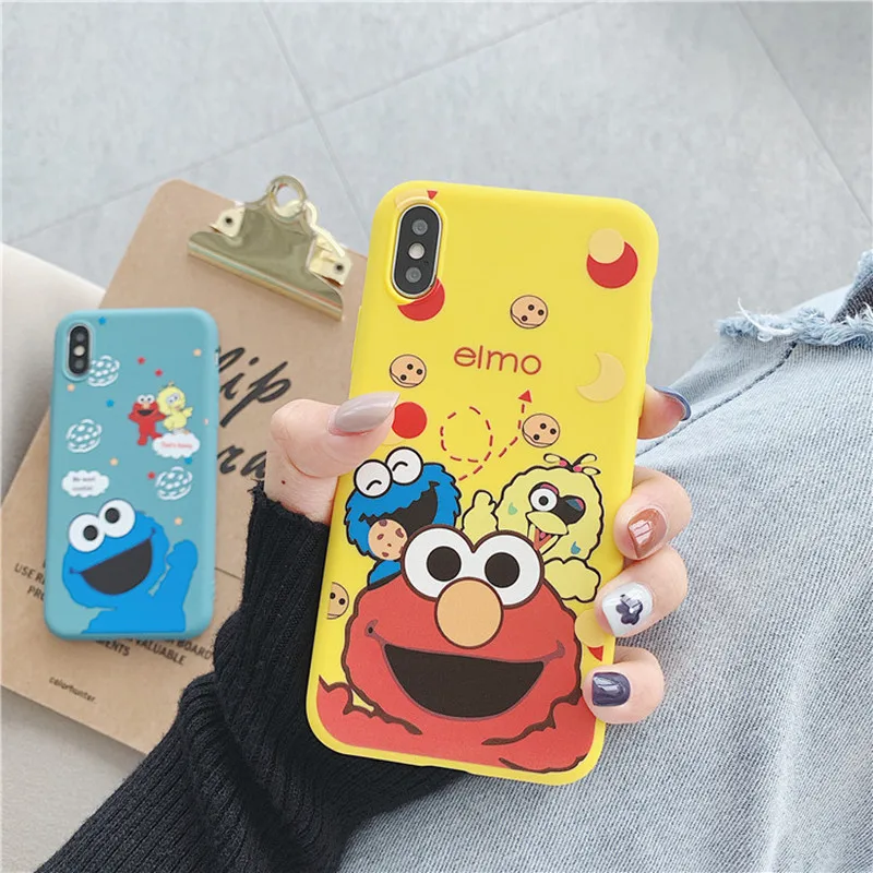 Sesame Street cookie monsters moon Elmo Cartoon Phone case silicone cover for coque iPhone 7 7 Plus 6 8 6s Plus X XR xs max case