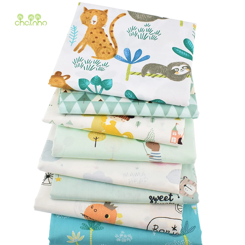 Chainho, 8 шт./партия, Мультфильм серии, печать твиловая, хлопковая ткань, Лоскутная Ткань для DIY шитья ребенка и ребенка материал, 40x50 см