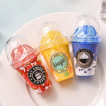 

1pcs Creative Cute Student With Cartoon Portable Correction With Milk Tea Cup Large Capacity Ice Cream Modified With Stationery