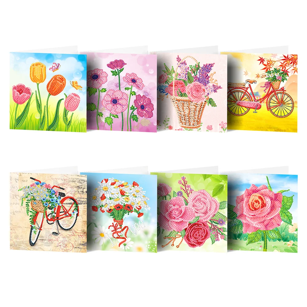 8 pcs set Handmade festival greeting postcard DIY Easter cards gift for kids 5D diamond painting Thank you card mystery 5d diamond painting