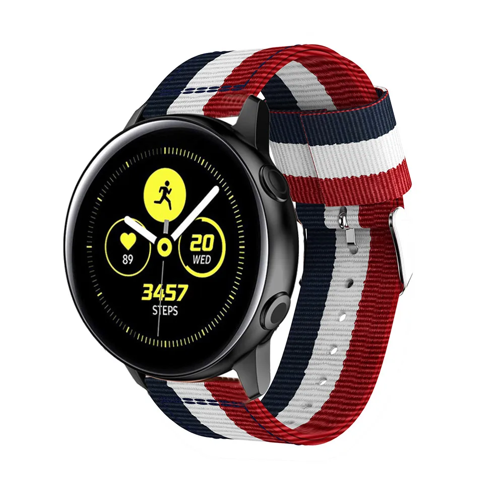 20 мм 22 мм нейлоновый ремешок для часов для samsung Galaxy Watch 42 мм 46 мм Active2 40 мм 44 мм gear S2 S3 Amazfit GTR холщовый браслет