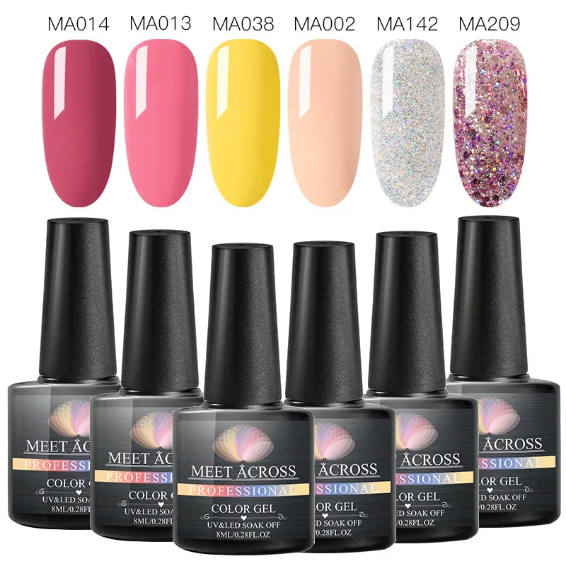 6 шт. УФ набор гель-лаков для ногтей чистый цвет замачиваемый УФ светодиодный лак для ногтей Полупостоянный голографический блеск лак для ногтей