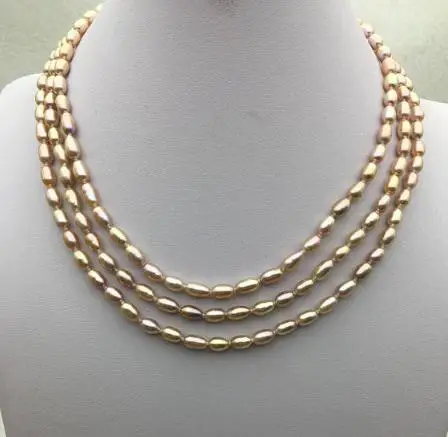 

Уникальные жемчужные украшения Лавандовый жемчуг ожерелье 3 ряда рис подлинное пресноводное жемчужное ожерелье магнит застежка очаровательный женский подарок