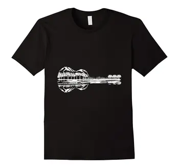 

Guitar Lake Reflection Musician Guitarist Rock Music T-Shirt 2018 Summer New Brand T Shirt Men Hip Hop Men Casual Fitness