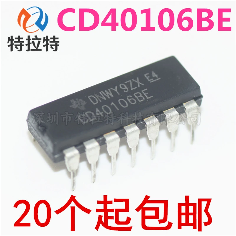 10 шт./лот Cd40106be Cd40106 Dip 14 Six Schmidt триггер Новый и оригинальный|Интегральные схемы| |