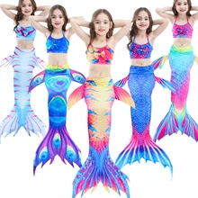 Комплект бикини для девочек с хвостом русалки; детский купальный костюм; бикини; купальный костюм; пляжное платье для костюмированной вечеринки для девочек; детский летний купальный костюм
