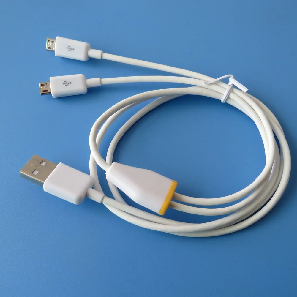 1 м 3 фута ТПЭ двойной микро USB сплиттер кабель питания и синхронизации 2