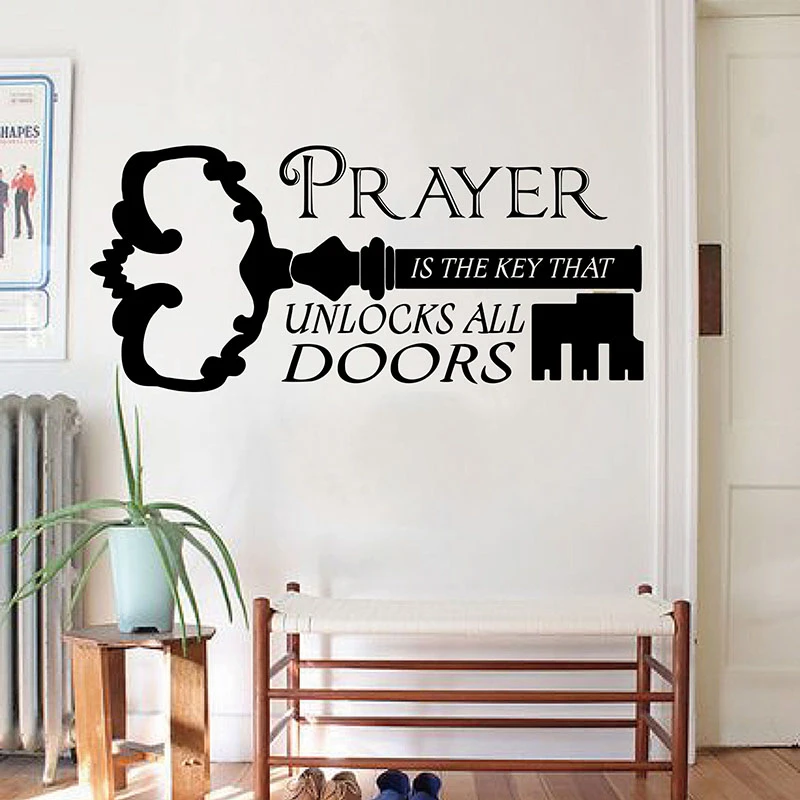 Gebed Is De Sleutel Bijbelvers Muursticker Slaapkamer Woonkamer Christelijke Jezus Vers God Muurtattoo Kids Vinyl|Wandstickers| AliExpress