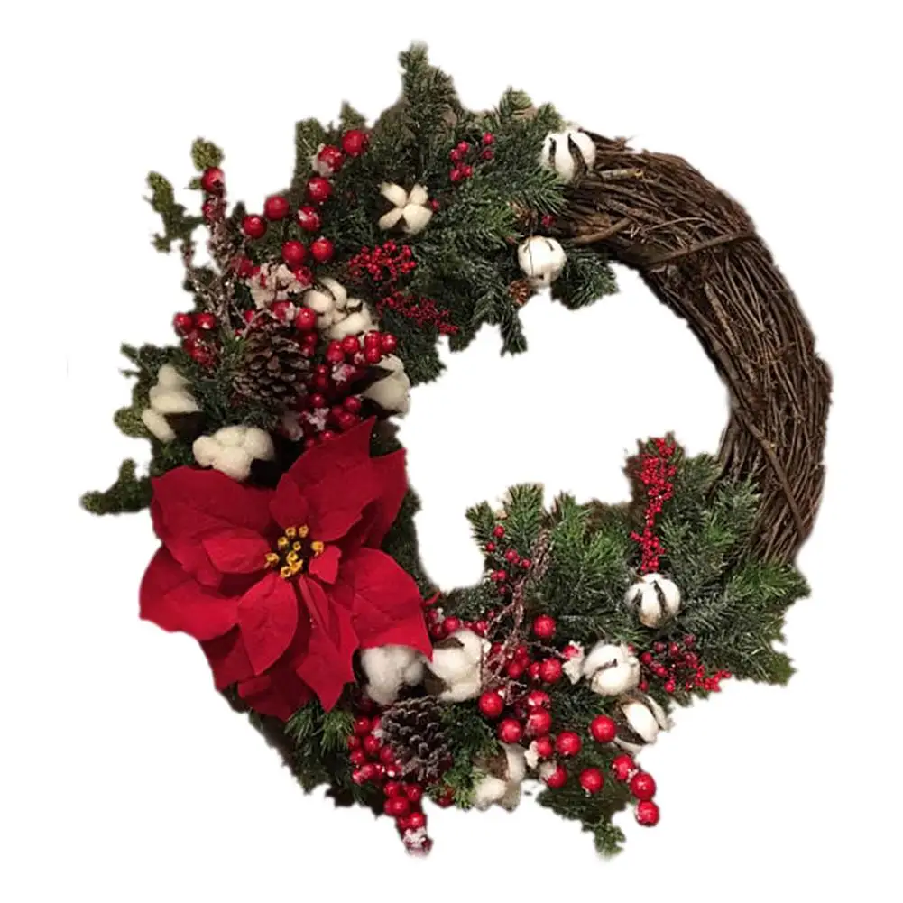 Рождественские венки, круглая искусственная гирлянда, подвесные декоративные украшения для двери, подарок для украшения рождественской вечеринки - Цвет: A