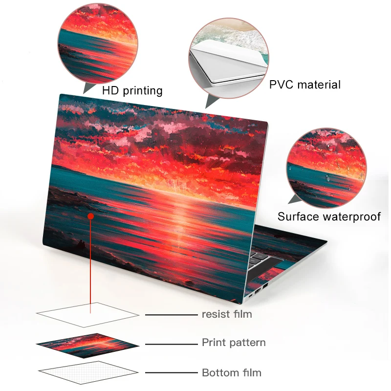 DIY sunset sea laptop sticker laptop skin 12/13/14/15/17 inch for MacBook/HP/Acer/Dell/ASUS/Lenovo