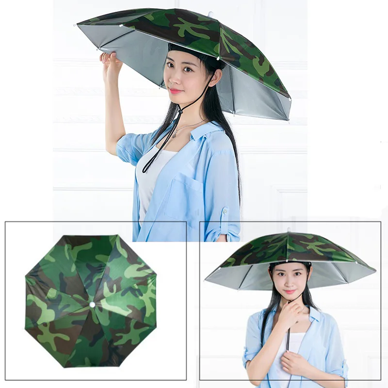 

Umbrella Hat Fishing Cap Outdoor Sport Umbrella Hat Hiking Camping Headwear Cap Head Hats Camouflage Foldable Sunscreen Shade
