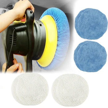 

Pad Polishing bonnet Cover Waxing Tool Microfiber Blue+White 8PCS 8PC 8x