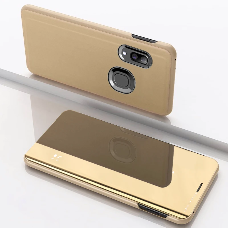 gold Зеркальный флип-чехол для samsung Galaxy A30 A70 A40 Смарт Обложка книги для samsung A50 a20e 30 40 50 70 50a 30a 70a подставка Funda - Цвет: gold