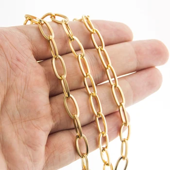 

Silver Color/Gold Stainless Steel Chain For Jewelry Making Metal Rolo Link Chain By Meter Oval Chain Cadenas Por Metros No Clasp