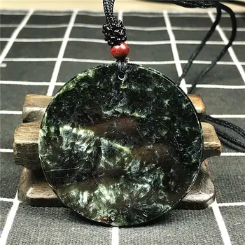 

100% Natural Green Seraphinite Pendant Jewelry For Woman Men Crystal 54x5mm Round Beads Stone Rope Chain Pendant Necklace AAAAA