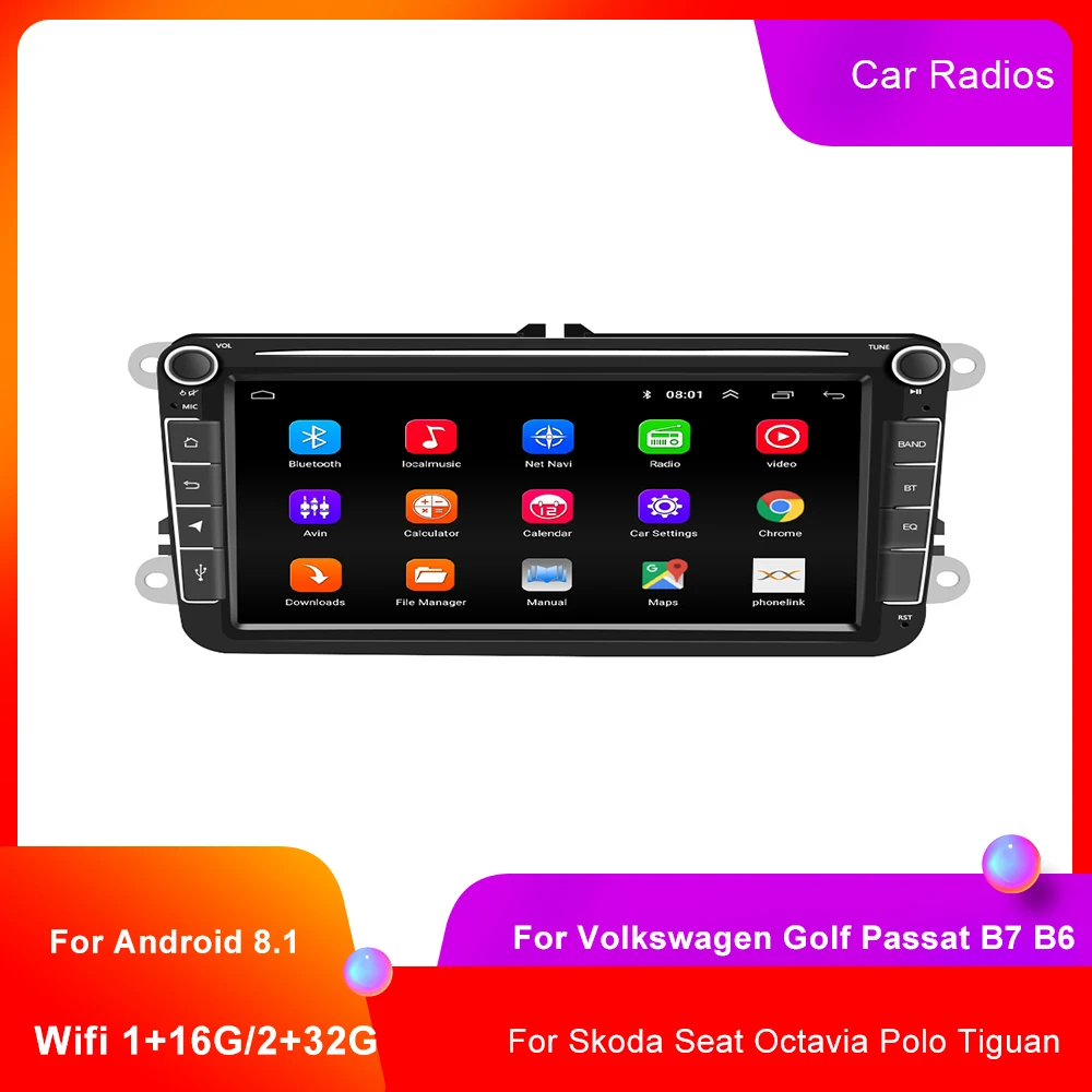 Для Android 8 1 GPS мультимедийный плеер для Volkswagen Golf Passat B7 B6 Skoda Seat Octavia Polo Tiguan