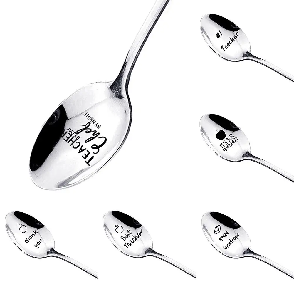 

Letter Handle Ice Cream Dessert Coffee Spoon Kitchen Tableware Teacher Day Gift Tableware GRANDPA'S/Dad's/Mom's Gift