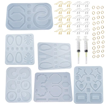 

6 PCS Resin Earring Molds,Retro Drop Dangle Style Resin Jewelry Silicone Molds Including Earring Hooks,Jump Rings