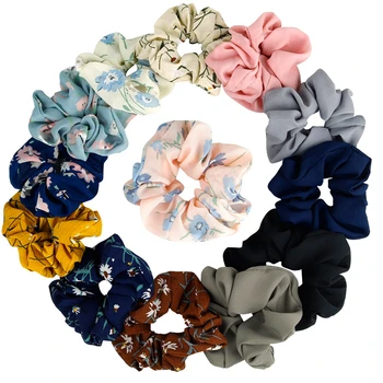 

1PC Satin Chiffon Fresh Color Scrunchies Elastic Hair Bands 2019 New Women Girls Hair Accessories Ponytail Holder Hair Ties Rope