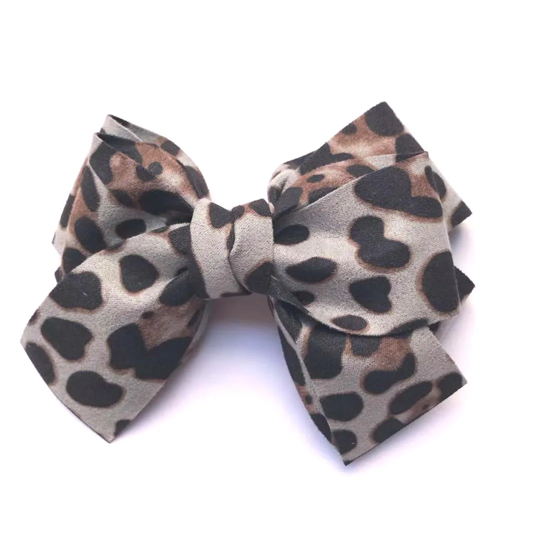 

Korean-style Fabric Simple Bow Barrettes Leopord Pattern Double Layer Shoe Flower Shop Material Accessories Decorative Flower Ha