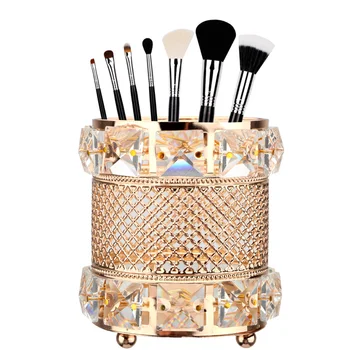 

NICEYARD Metal Bucket Crystal Makeup Storage Tube Storage Box For Eyebrow Pencil Brush Makeup Organizer