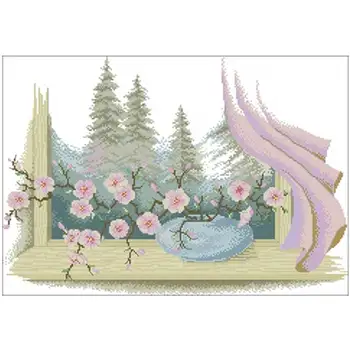 

Scenery outside the window patterns Counted Cross Stitch 11CT 14CT 18CT DIY Cross Stitch Kits Embroidery Needlework Sets