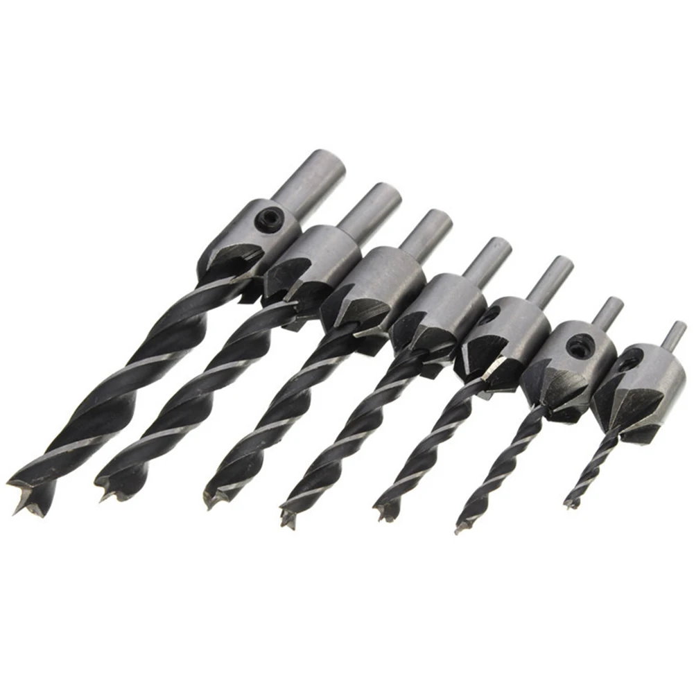 

7pcs 3-10mm Drill Bit Screw Driver Tap Countersink Set Reamer Wood Woodworking