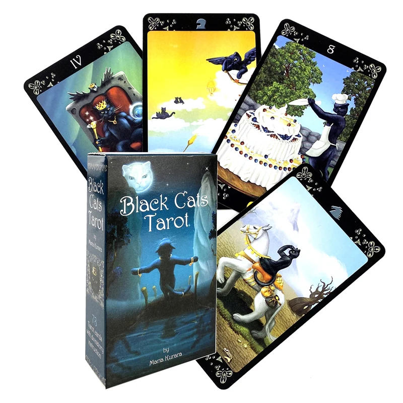 Oracle Board New Black Cats Tarot Card Games Friends Party Board Game Divination Tarot Cards With PDF Guidebook таро черных котов black cats tarot 78 карт с инструкцией