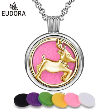 

Eudora 1pc 20mm Vintage Aromatherapy Perfume Essential Oils Diffuser Necklace Locket Cute deer Pendant New Year gift X41G20
