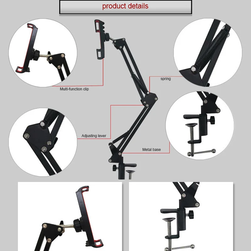 Universal Phone Tablet Stand Bracket Adjustable Mounting Clamp for iPhone Samsung PUO88