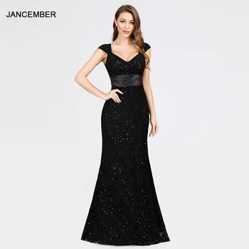 

JANCEMBER EP07919 2020 Fat MM Scheming Large Size Sleeveless V-Neck Sequined Slim-Fit Mermaid Evening Dress Summer плаття