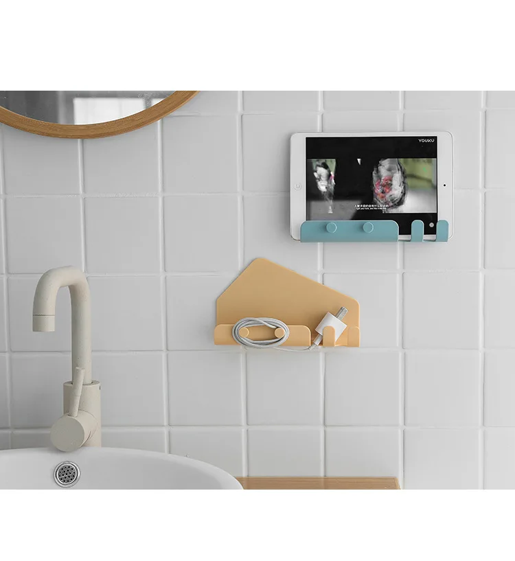 Креативные зарядные станции для мобильных планшетов, бесшовная стойка для хранения 4 крючков, ванная комната в спальне