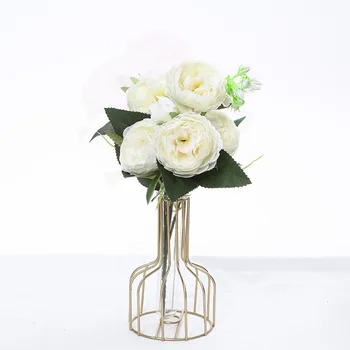 

Wedding Pink Silk Peony Artificial Flowers Bouquet for Decoration Fake Flower Home Decor Flowers for Decoration Table Center New