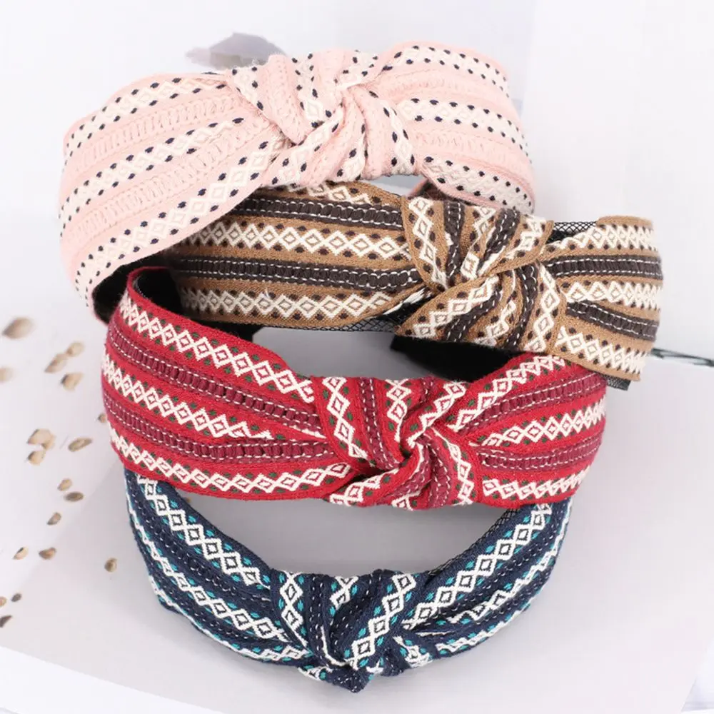 

Women Wide side Bownot Washing Face Hair Band Fabric Knotted Headband Hair Style Tools Headwear