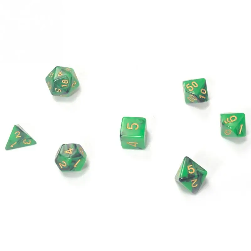 green black 7 шт. набор игральных костей с эффектом туманности покер d& d d4 d6 d8 d10 d% d12 d20 многогранные TRPG игры Подземелья и Драконы РПГ игры в кости - Цвет: green black