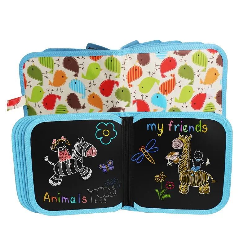 

14-page book Children's Drawing small Blackboard Light Painting Board Portable Primary school students erasable Painting Board