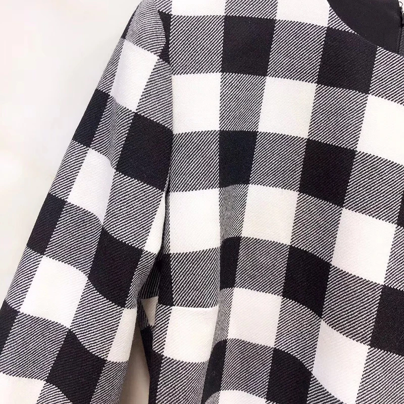 Элегантное клетчатое платье для женщин осеннее платье с круглым вырезом и длинными рукавами модное мини-платье