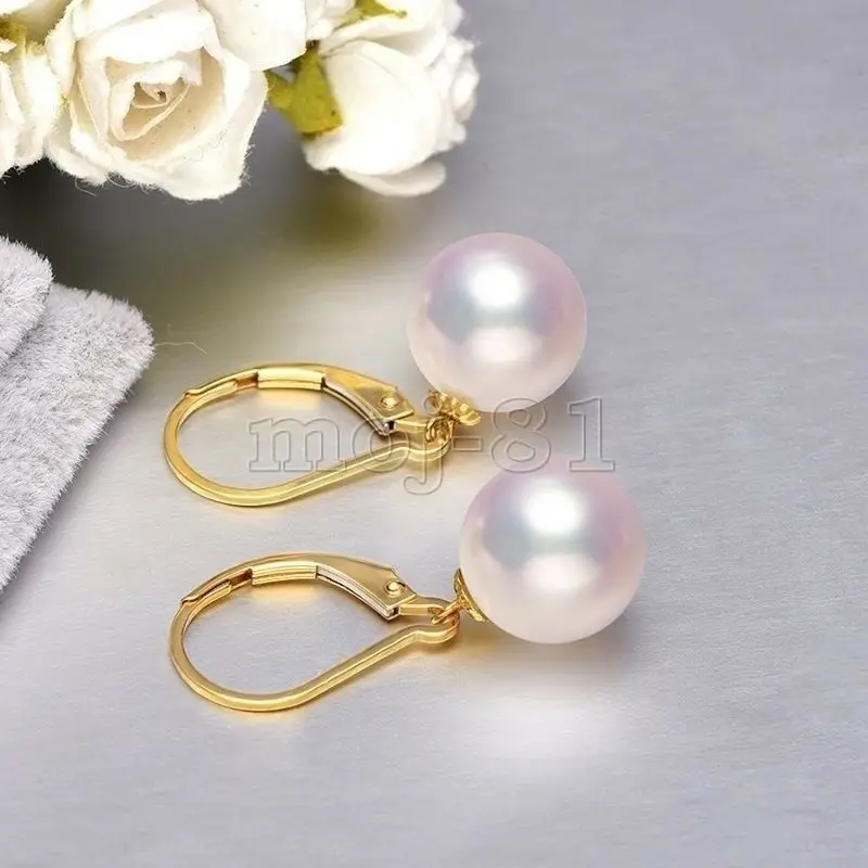 

10MM Natural Tahitian White South Sea Shell Pearl Dangle Earring++++++Free shipping