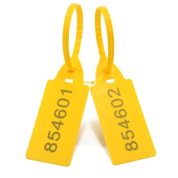 

Yellow Large Paddle Plastic Security Seals Numbering Zip Ties Big Tags Robust Container Seals 100pcs