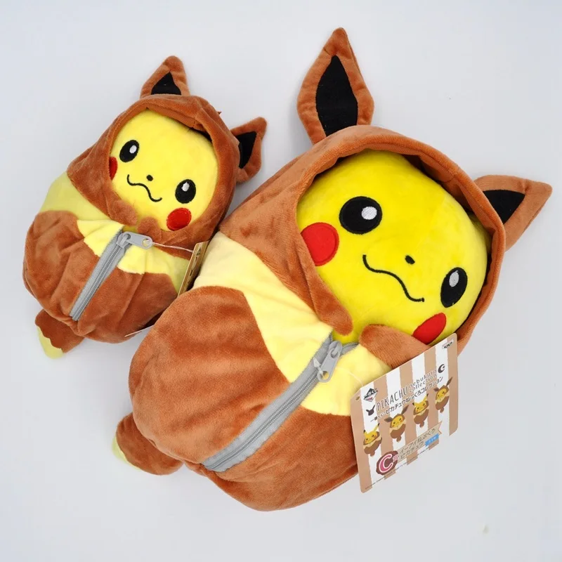 2pcs Brown 20 см-30 см с открытыми глазами плюшевый Пикачу игрушки спальный мешок куклы милые животные Мультяшные плюшевые игрушки Пикачу набивные игрушки для детей подарок - Цвет: 2pcs Brown