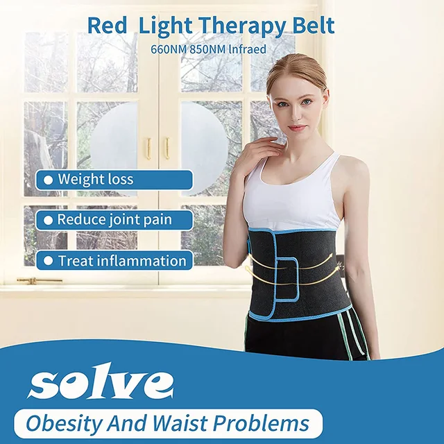 Red & Infrared LED Light Therapy Belt 850nm 660nm Back Pain Relief Belt Weight Loss Slimming Machine Waist Heat Pad Massager 2