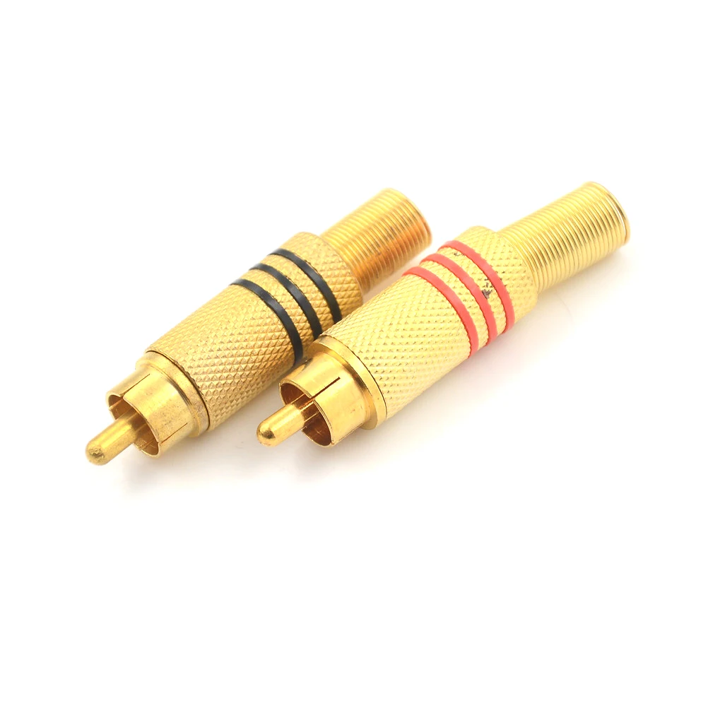 5pcs red  and 5pcs black Gold Plated RCA Plug Audio Male Connector