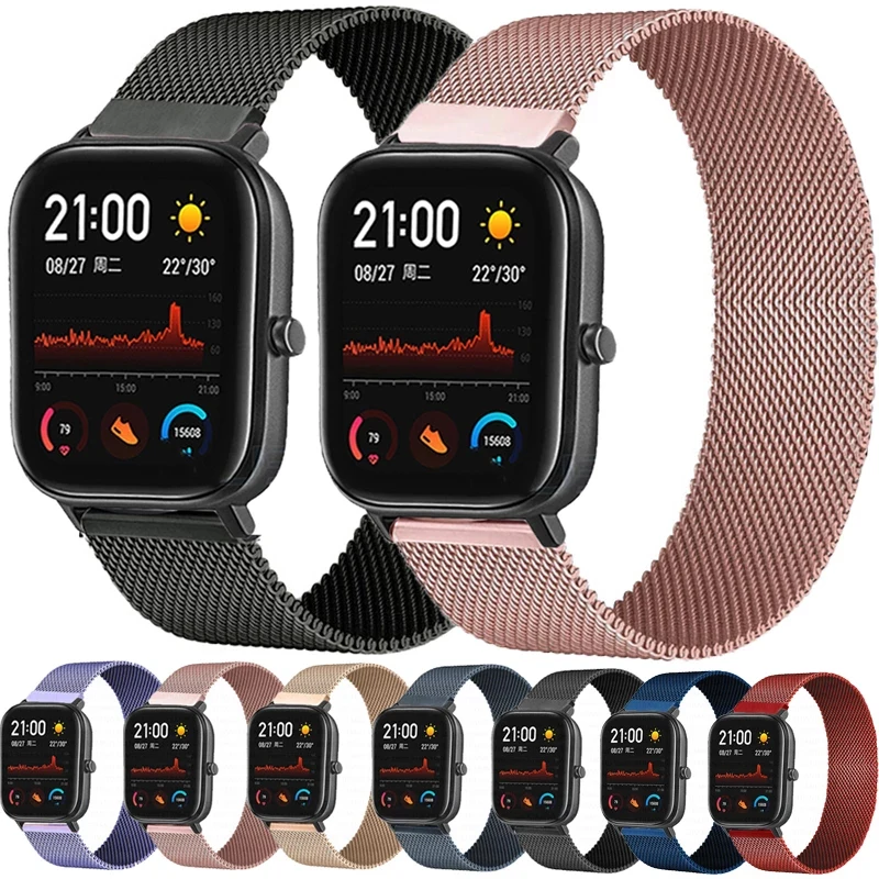 20mm/22mm Milanese band For Amazfit GTS/4/2/2e/3/GTS2 Mini/GTR 47mm/GTR2/4/3/Pro  stratos Metal Watch Bracelet Amazfit bip strap - AliExpress