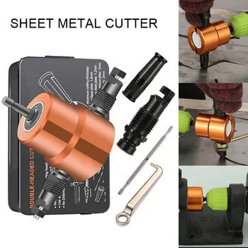 

Double Headed Sheet Metal Drill Attachment Metal Cutter with Extra Punch Perfect for Straight Curve and Circle Cutting #4