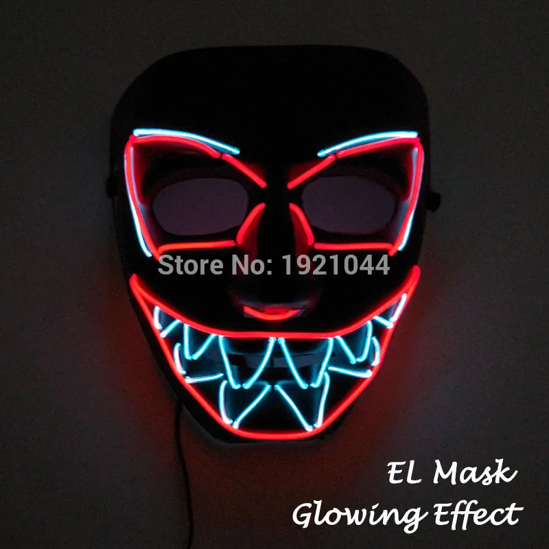 Style 20 Горячая Распродажа, модная светящаяся маска EL Wire, светодиодный Вечерние Маски, костюмы на Хэллоуин, маска для Хэллоуина, страшная тема, вечерние украшения - Цвет: Style 20