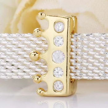 

Original Gold Color Shine Reflexions Crown Clip With Crystal Beads Fit 925 Sterling Silver Charm Bracelet Diy Jewelry