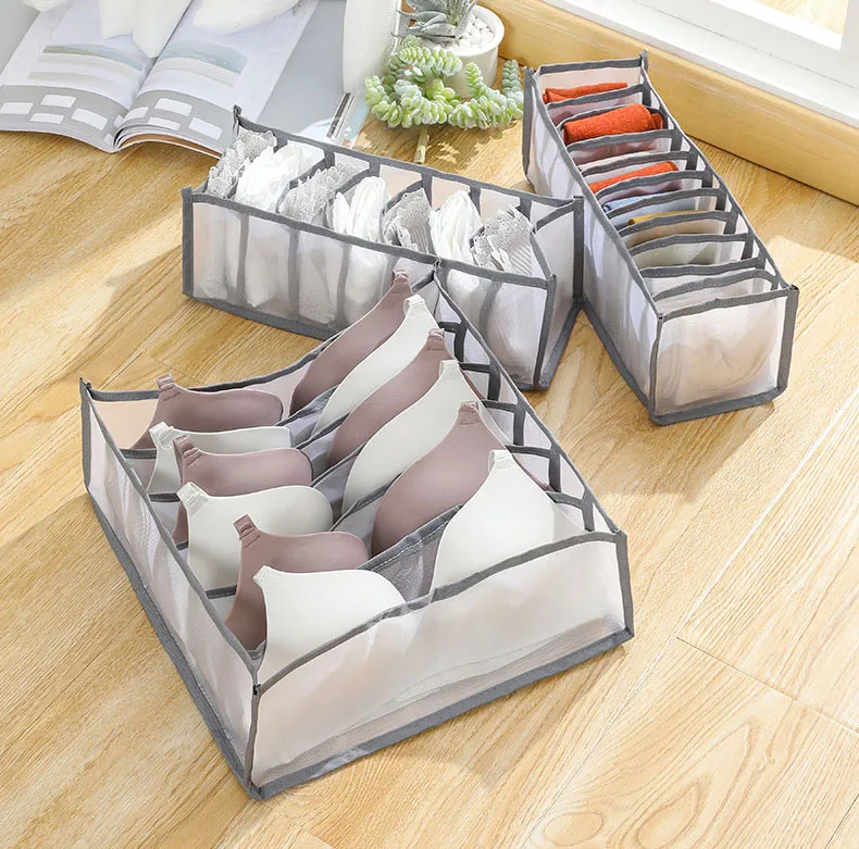 Dormitory closet organizer for socks underwear Bra 7 Grid Foldable Separated Box 
