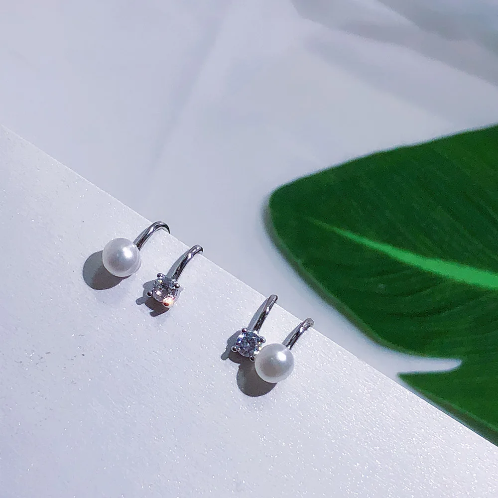 Маленькие серьги-Клипсы из серебра S925 пробы с жемчугом серьги для девушек милые