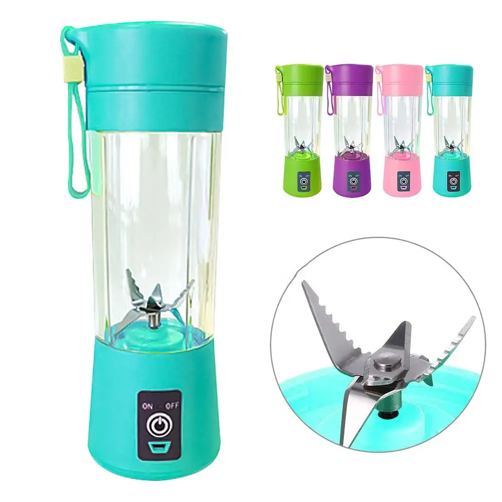 Portable Blender Amandia Multi-Functional Juicer Cup Fruit Mixer Squeezer USB Rechargeable with 2 Sharp Blades for Kitchen Camping Travel 